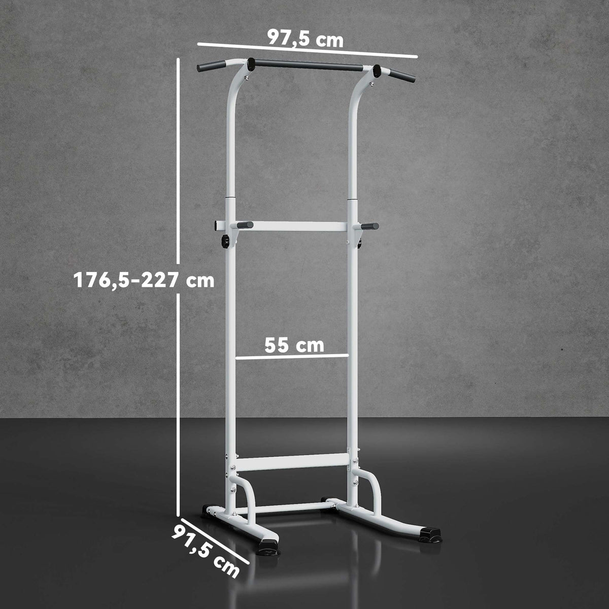 Adjustable Power Tower Dip Station, 176.5-227 cm, 120 kg Capacity