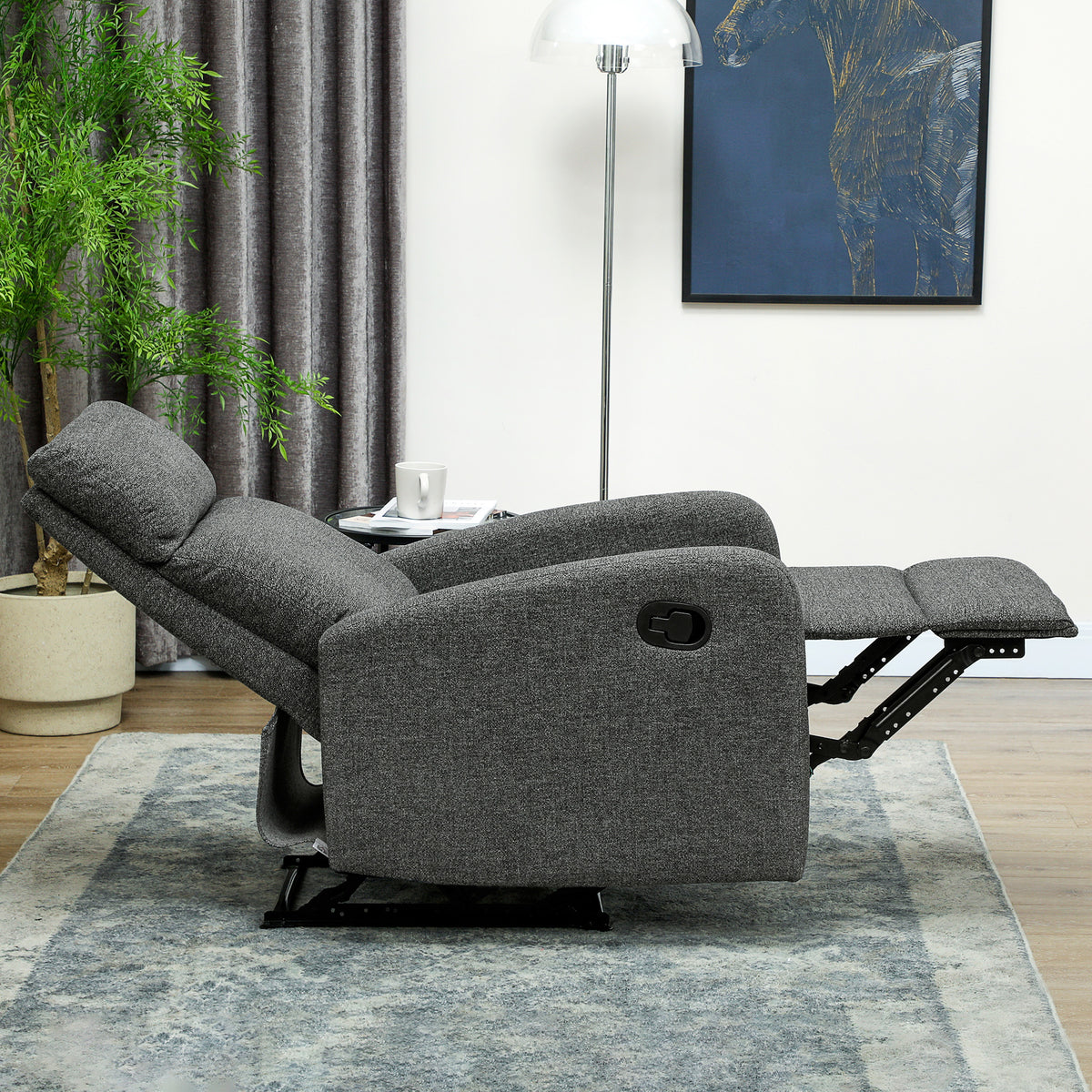 Adjustable Recliner Chair with Footrest, Gray Fabric