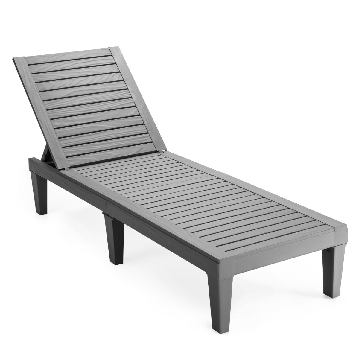Adjustable Reclining Outdoor Sun Lounger, Grey, PP Material