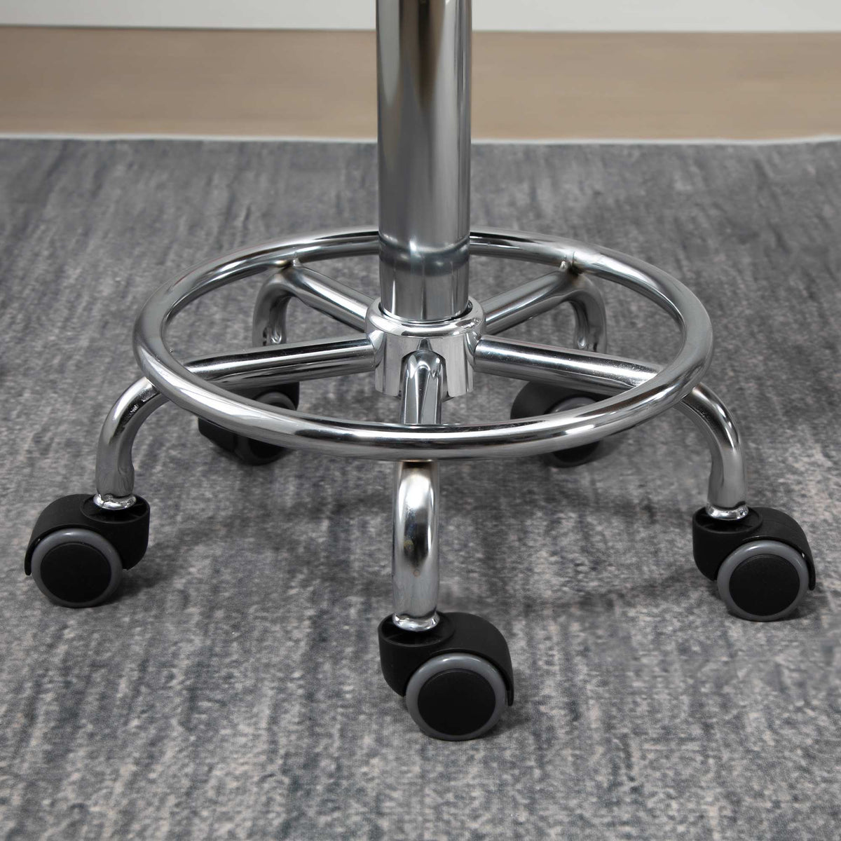 Adjustable Rolling Stool Set of 2 With Backrest, 57-72 cm