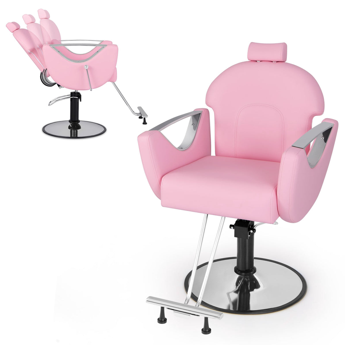 Adjustable Salon Chair with Headrest & Hydraulic Pump
