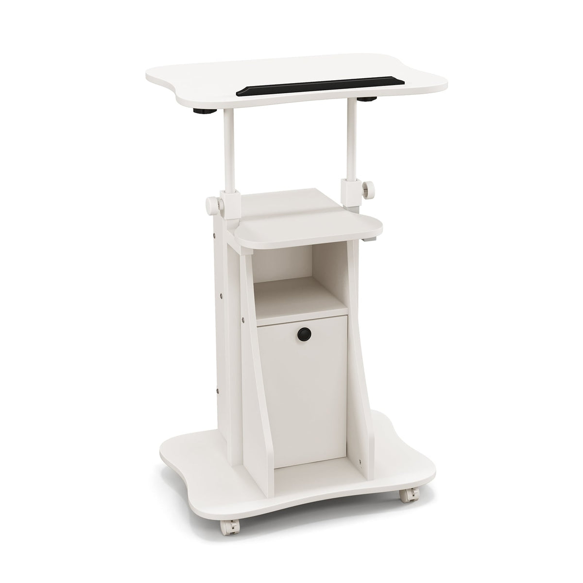 Adjustable Sit-Stand Desk with Tilt Top & Storage, White