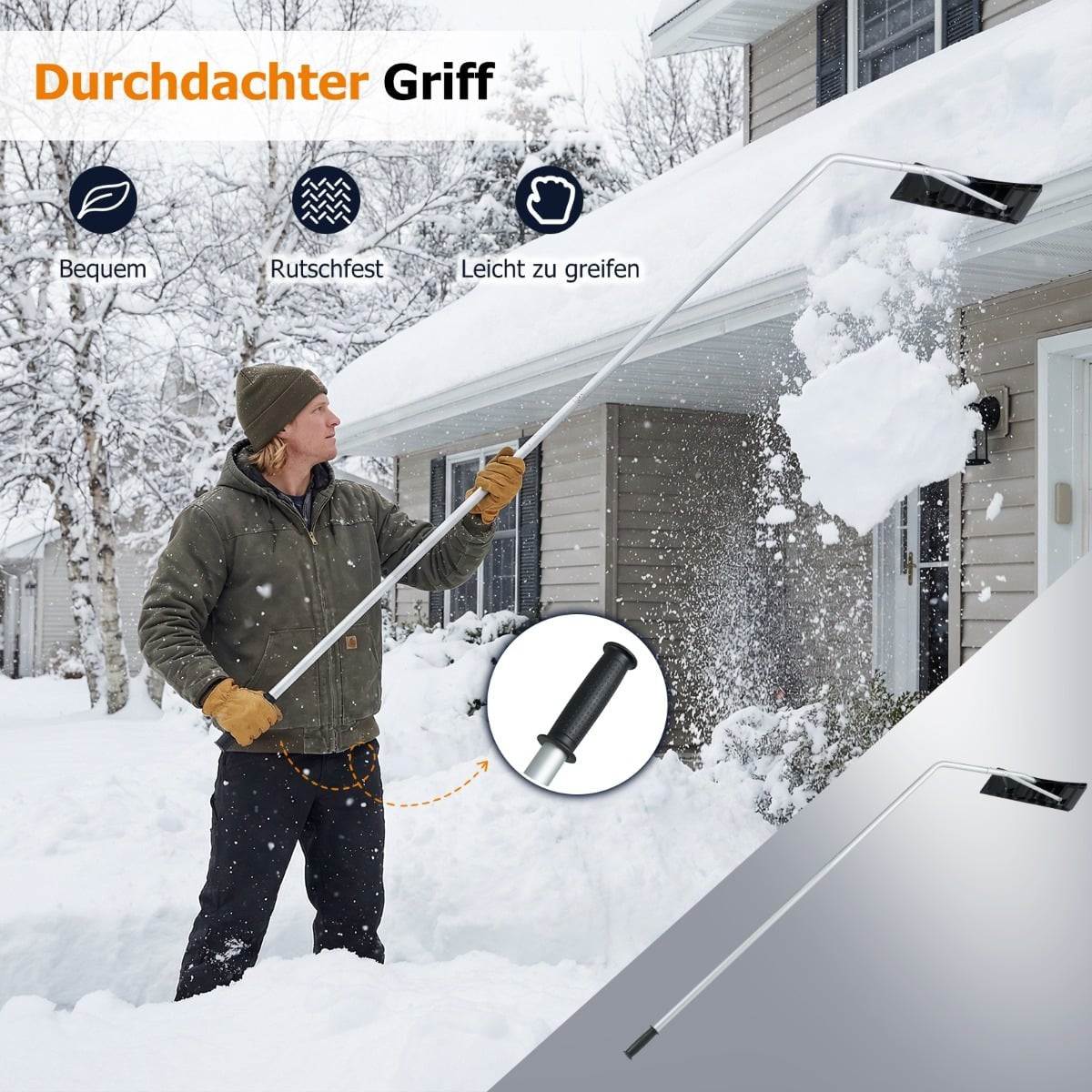 Adjustable Snow Roof Rake with 62.5 cm ABS Blade