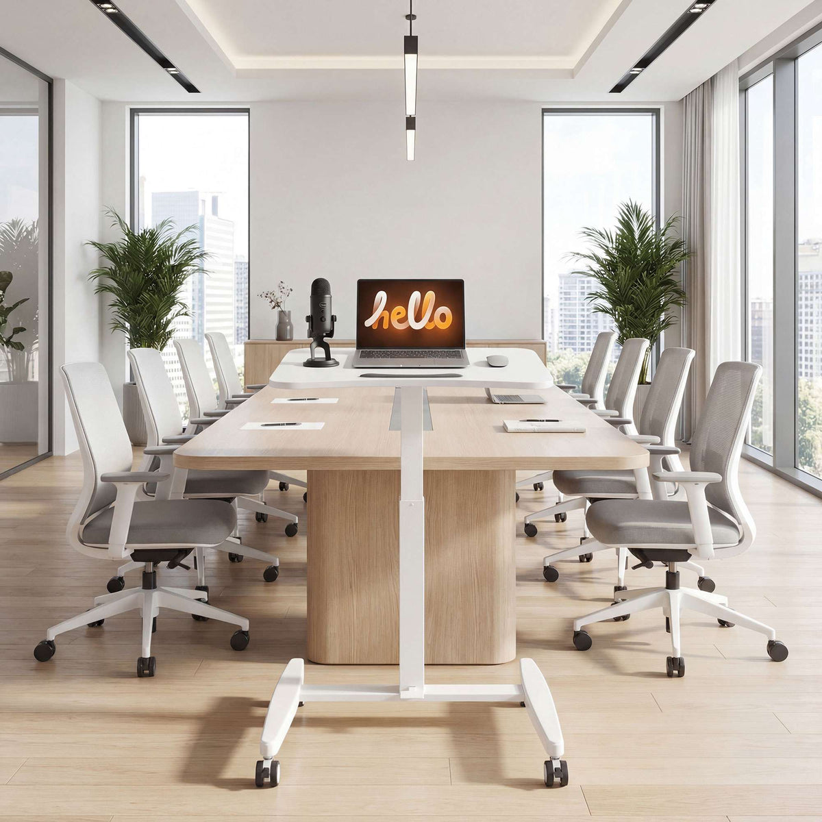 Adjustable Standing Desk – Tiltable Top, Mobile, White