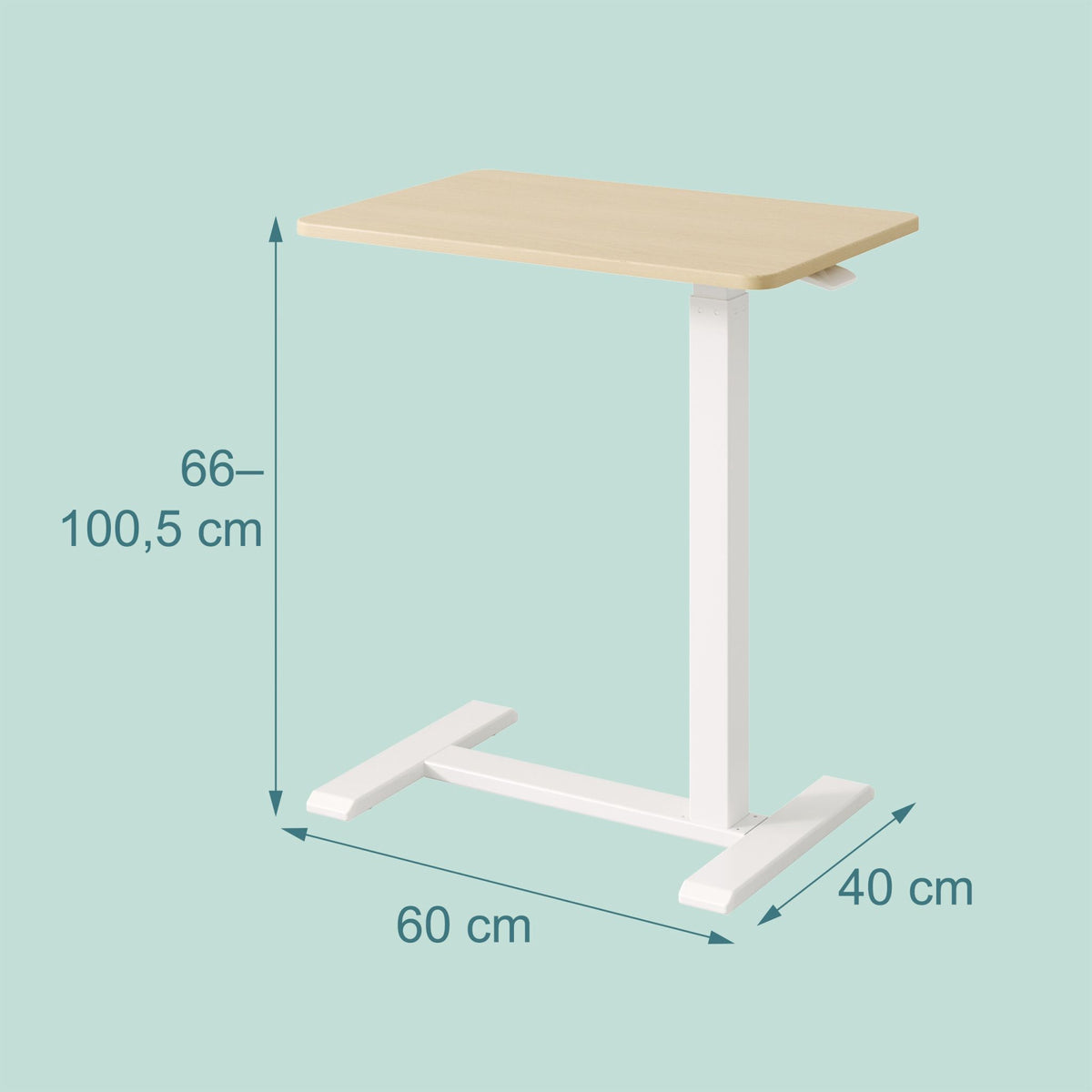 Adjustable Standing Desk with Castors – Natural White