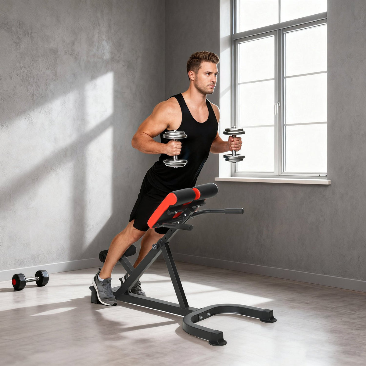 Adjustable Steel Fitness Bench – Red/Black, Home Gym