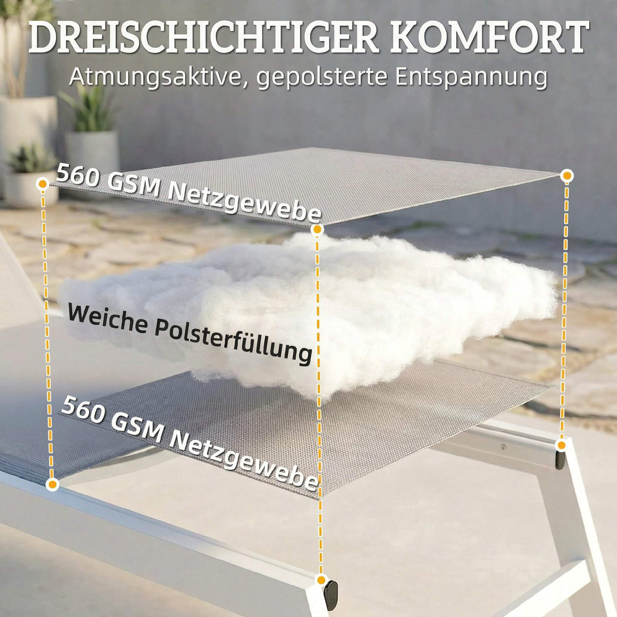 Adjustable Sun Lounger, Breathable Fabric, Aluminum Frame