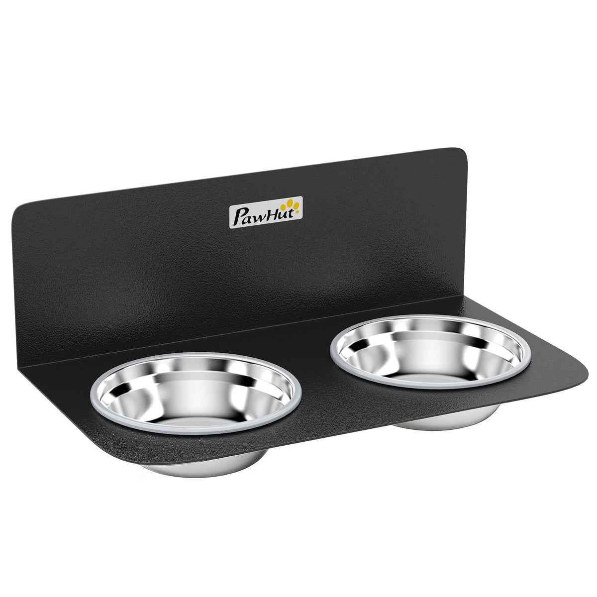 Adjustable Wall-Mounted Dog Bowls with 2 Stainless Steel Bowls