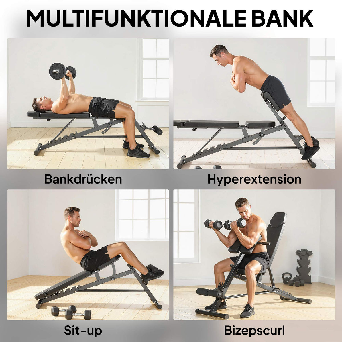 Adjustable Weight Bench with 6-Position Backrest, Black