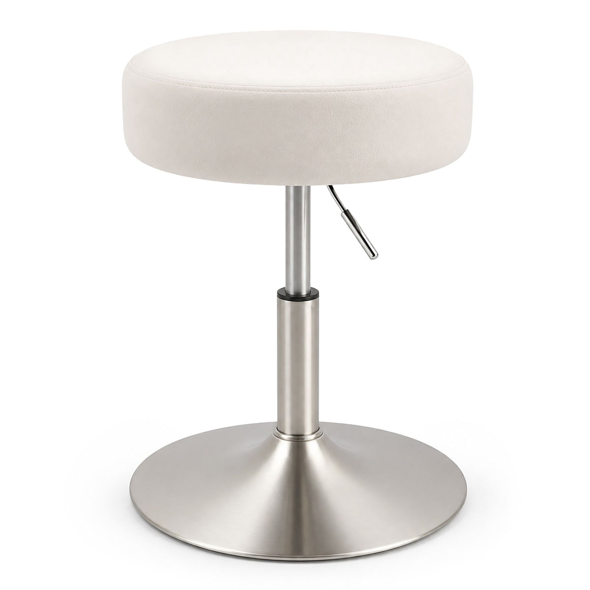 Adjustable White Make-Up Stool with Swivel and Gas Lift