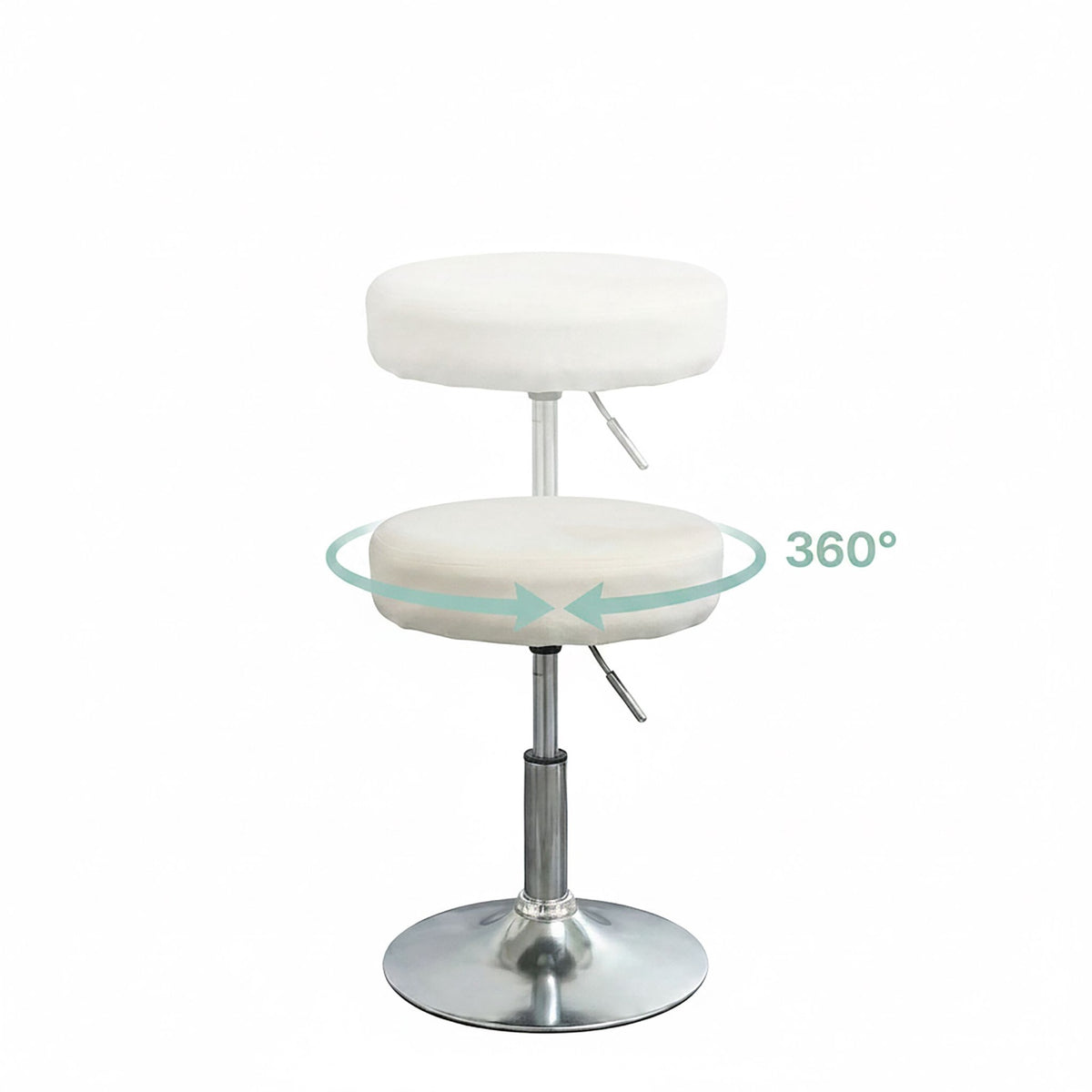 Adjustable White Make-Up Stool with Swivel and Gas Lift