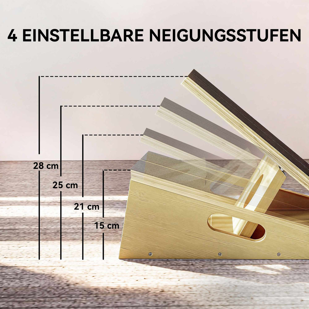 Adjustable Wooden Slant Board – Non-Slip, 4 Angles