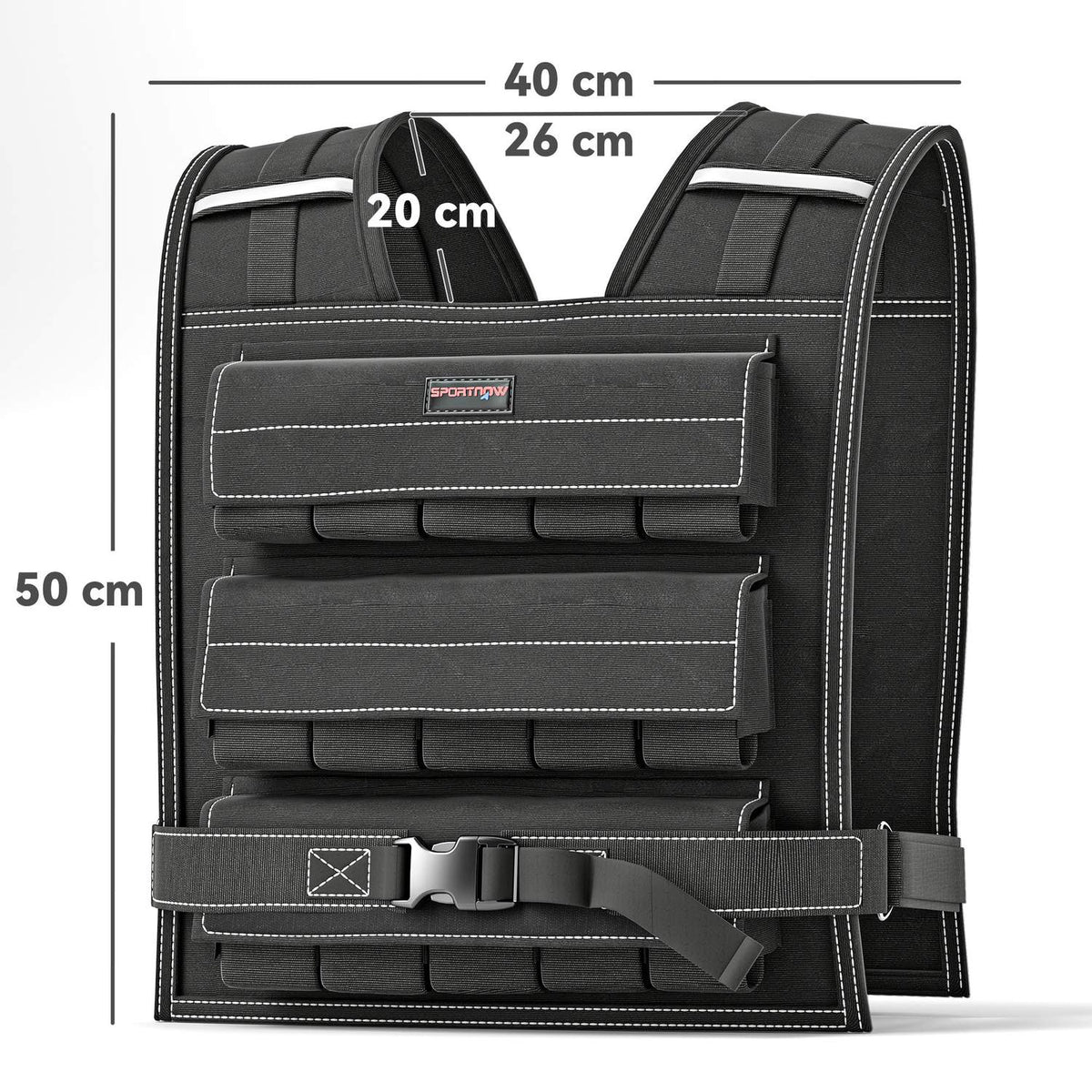 Adjustable weight vest 15kg with reflective strips, training vest, running vest for weightlifting, running and fitness, bodyweight training, men and women