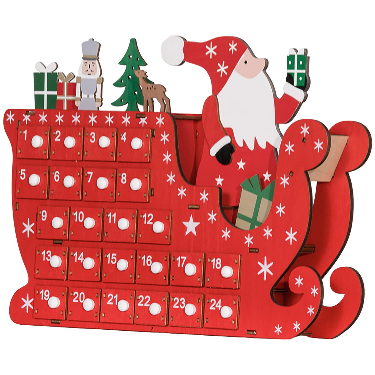 Advent calendar for filling 24 drawer compartments Christmas calendar Advent calendar box Christmas decoration DIY MDF board red 22.5 x 8 x 36 cm