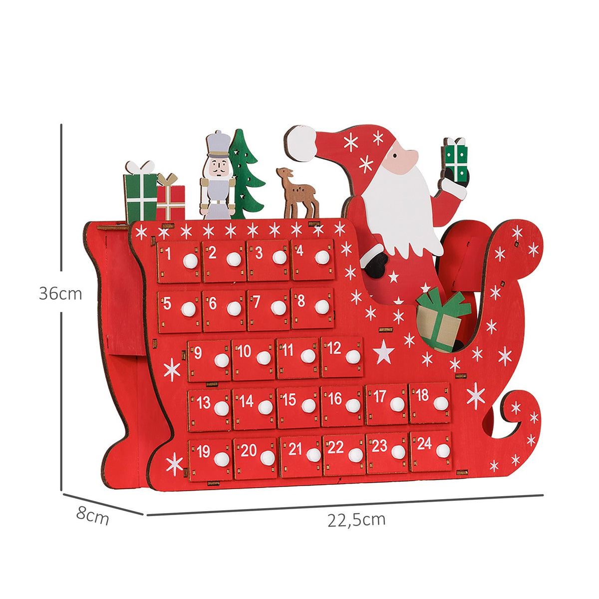 Advent calendar for filling 24 drawer compartments Christmas calendar Advent calendar box Christmas decoration DIY MDF board red 22.5 x 8 x 36 cm