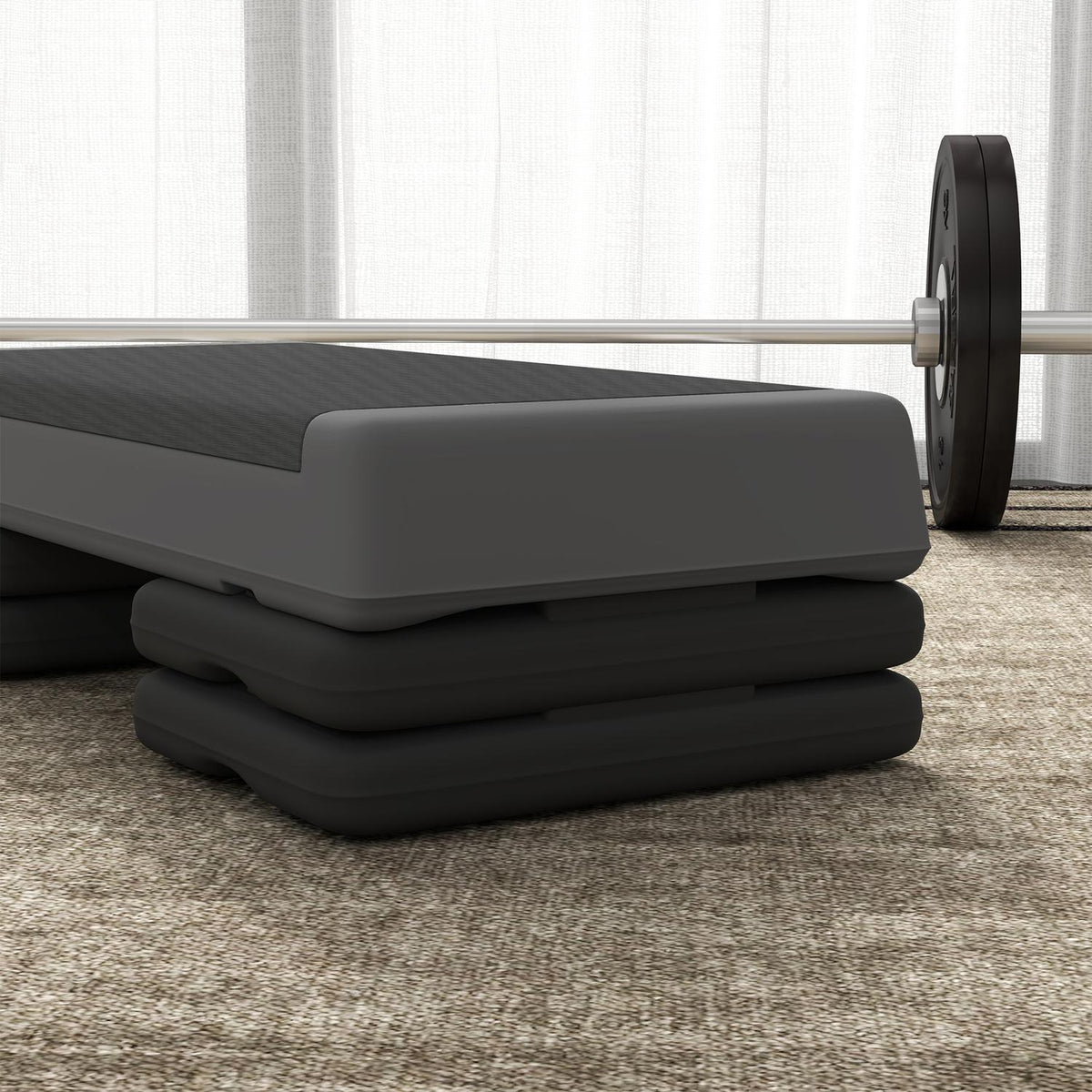 Aerobic Stepper, 10.5/15.5/20.5cm Height Adjustable Stepping Board, Non-Slip, for Home, Gym, Office, Plastic, Gray