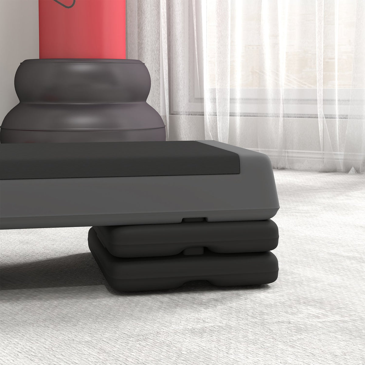 Aerobic Stepper, 10.5/15.5/20.5cm Height Adjustable Stepping Board, Non-Slip, for Home, Gym, Office, Plastic, Gray