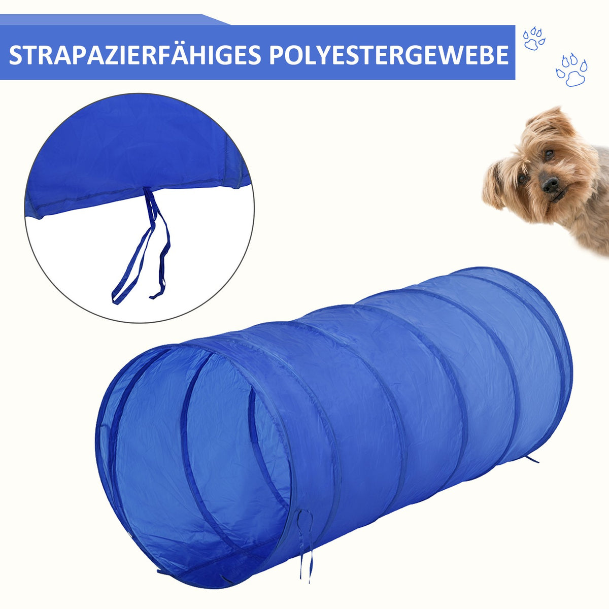 Agility Exercise Set Slalom Hurdle Tunnel Dog Sports Training Area Pe+Polyester Blue+Yellow