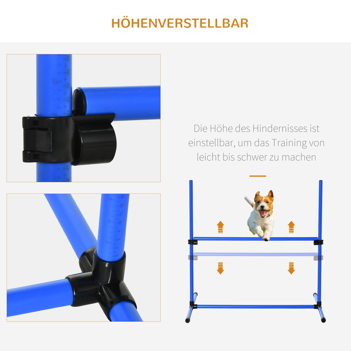 Agility Hurdle Set Slalom Bars Dog Training Set 4 X Hurdles, Plastic, Blue, 99X65X94Cm
