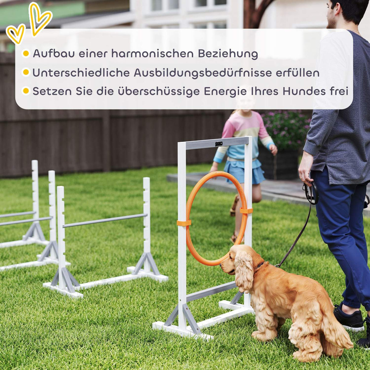 Agility Set Dogs 4-Piece Agility Equipment for Dog Training Hurdle Set with Height-Adjustable Hurdles Tires Training Accessories Coordination Training Agility Set for Games Training |