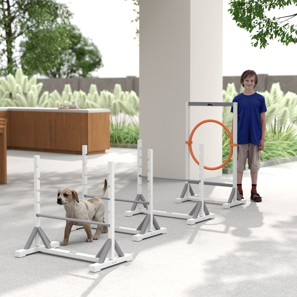 Agility Set Dogs 4-Piece Agility Equipment for Dog Training Hurdle Set with Height-Adjustable Hurdles Tires Training Accessories Coordination Training Agility Set for Games Training |