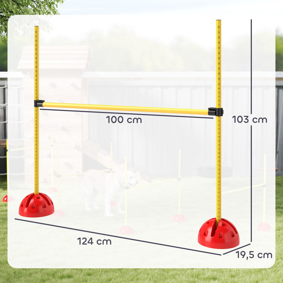 Agility Set Dogs 5-Piece Fillable Agility Equipment for Dog Training Hurdle Set with Height-Adjustable Hurdles Carry Bag Training Accessories Coordination Training for Games Training