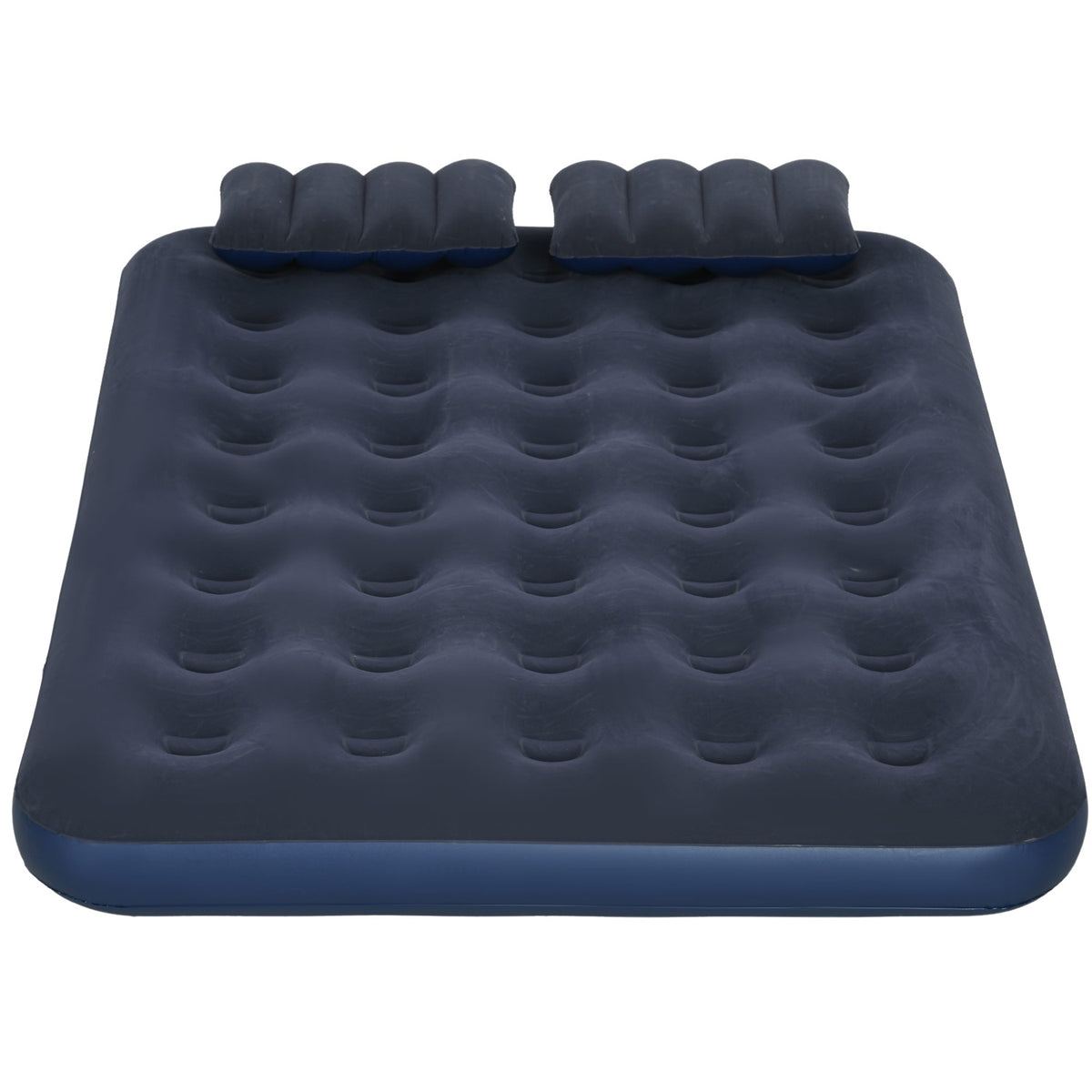 Air Bed Double Air Mattress With Hand Pump & Pillow, Blue, 203X152X22Cm
