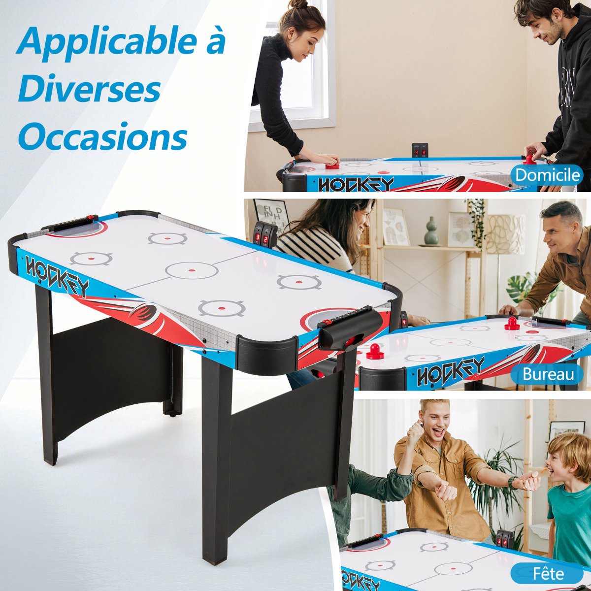 Air Hockey Table 48 Inch, LED Scoreboard, 12V Fan