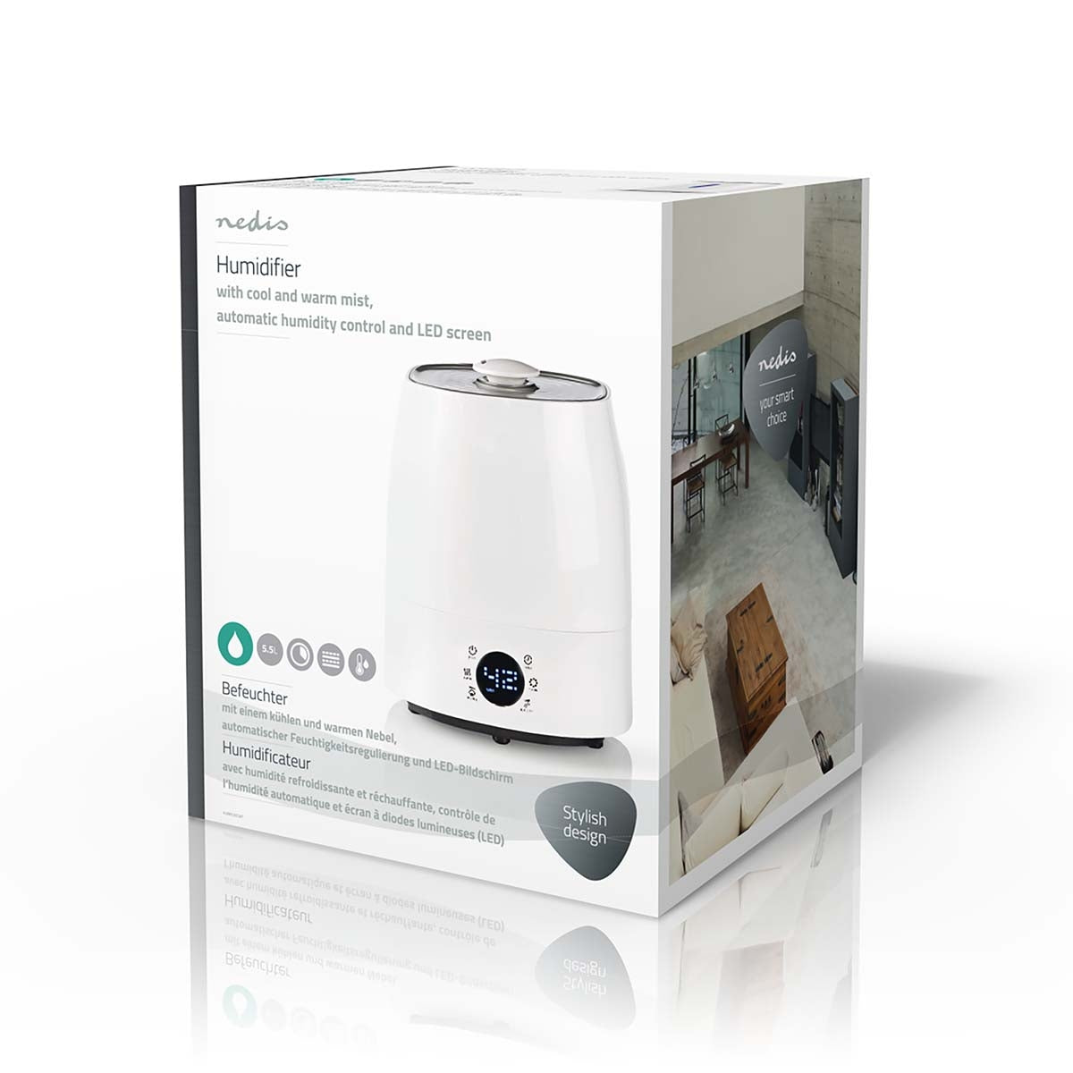 Air Humidifier | 110 W | With Cool and Warm Mist | 5.5 l | Hygrometer | Timer | Suitable for space up to: 50 m² | Grey / White