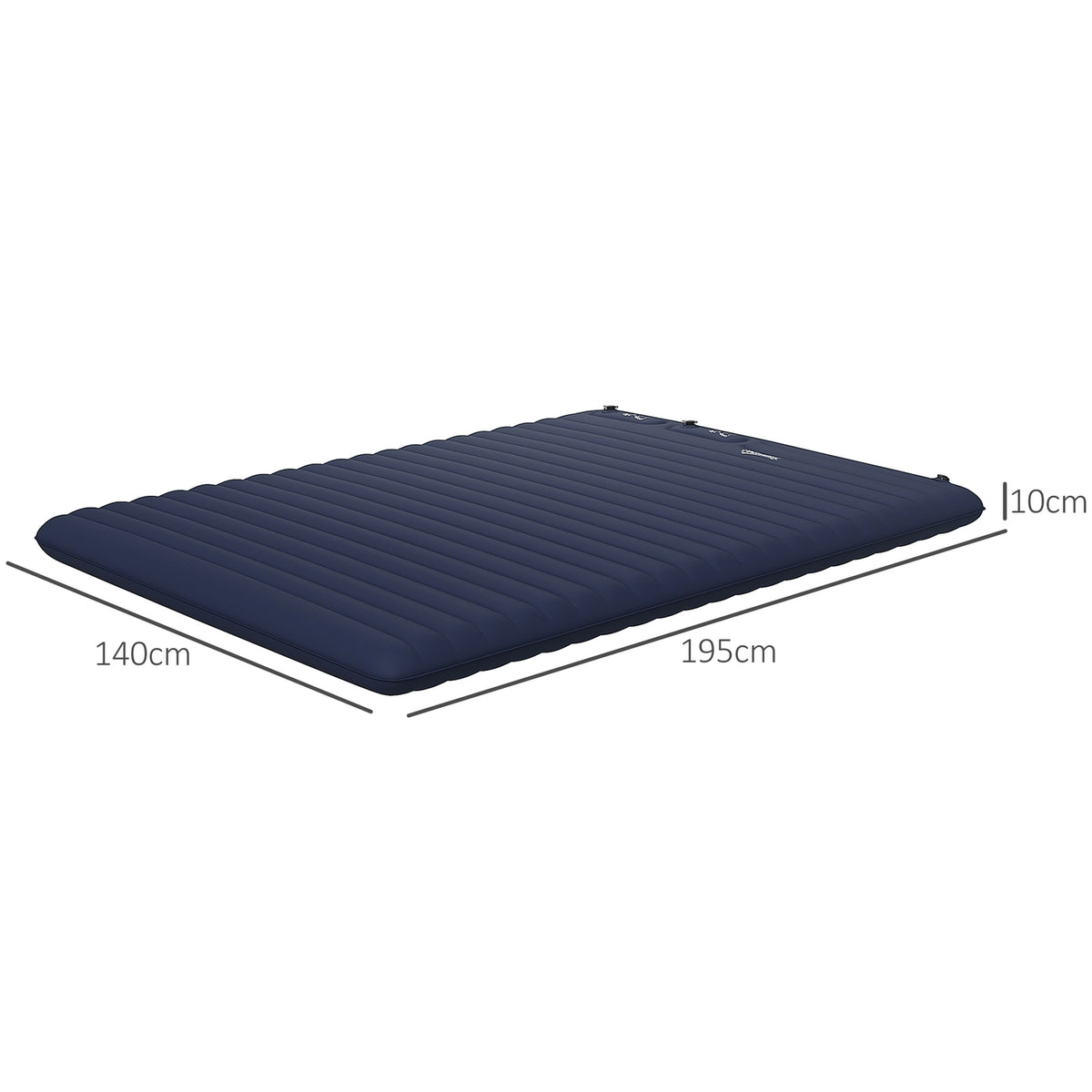 Air Mattress, Air Bed, Foldable Camping Bed For 2 People With Foot Pump, Carry Bag, For Camping, Travel, Polyester, Blue, 195 X 140 X 10 Cm