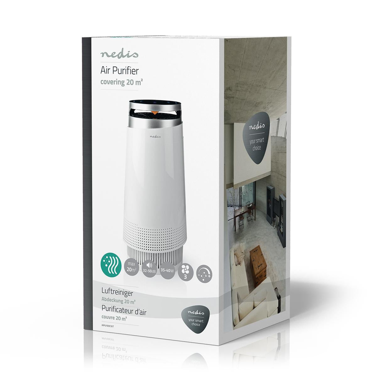 Air Purifier | Suitable for space up to: 20 m² | Clean Air Delivery Rate (CADR): 130 m³/h | Air quality indicator | White