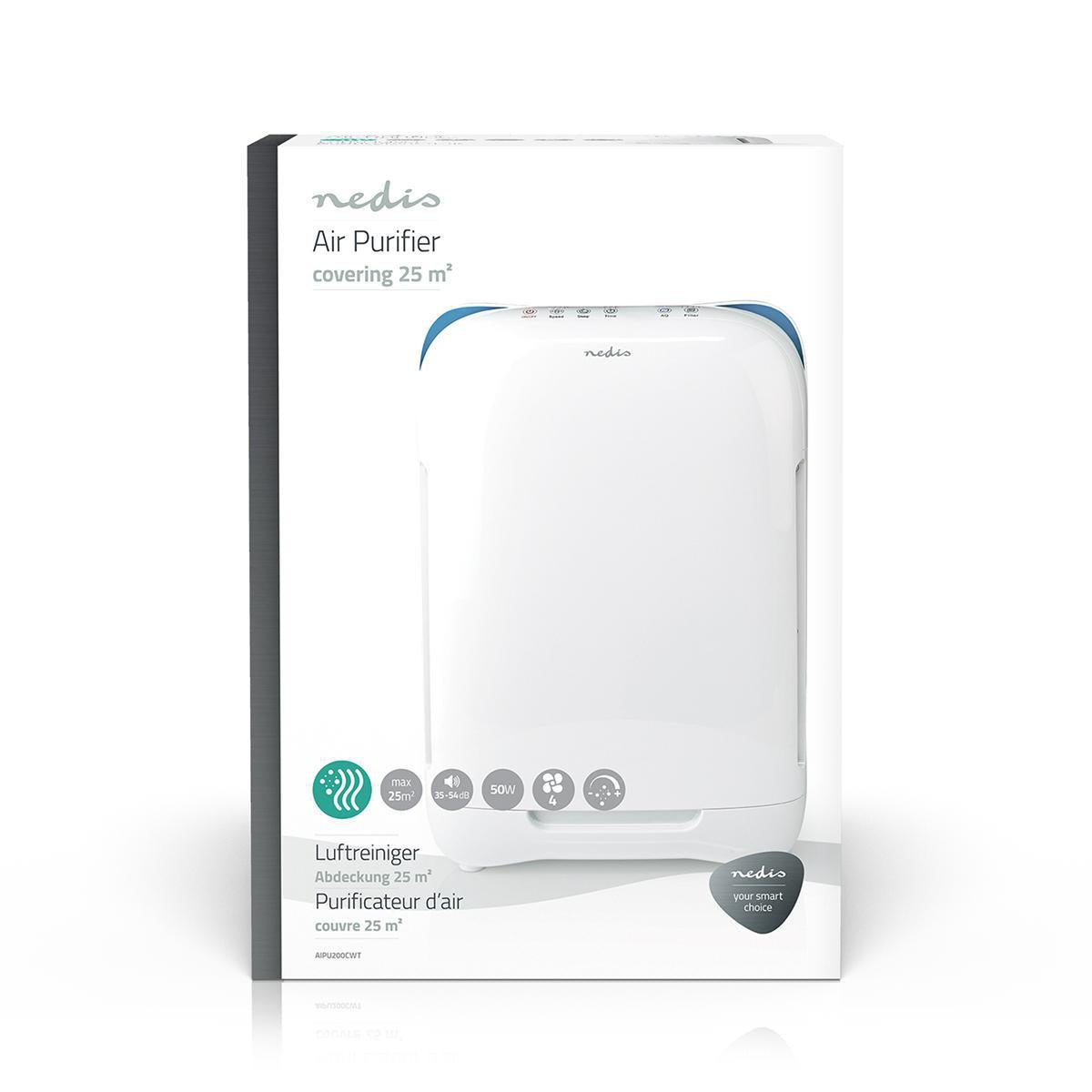 Air Purifier | Suitable for space up to: 25 m² | Clean Air Delivery Rate (CADR): 200 m³/h | Air quality indicator | White