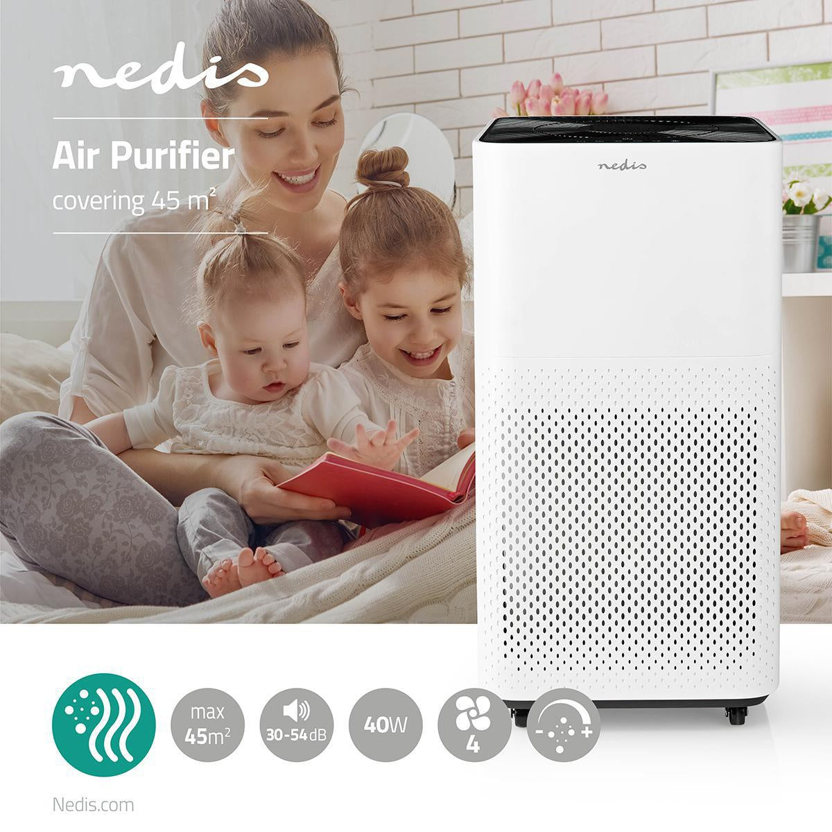 Air Purifier | Suitable for space up to: 45 m² | Clean Air Delivery Rate (CADR): 360 m³/h | Air quality indicator | White
