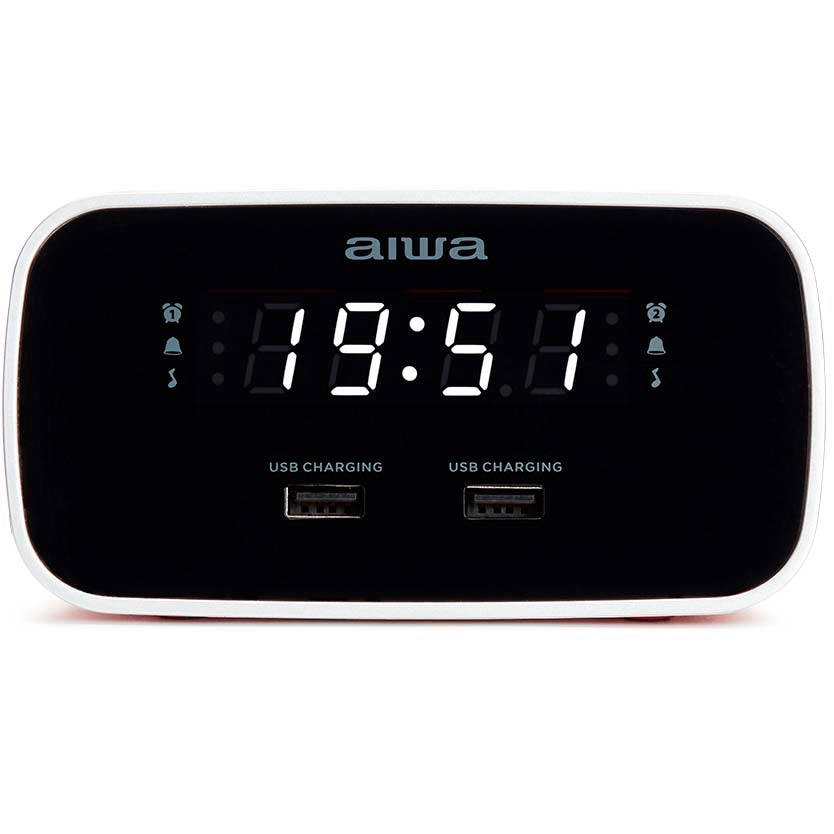 Alarm Clock with Dual Alarms and USB Charging Port, Red