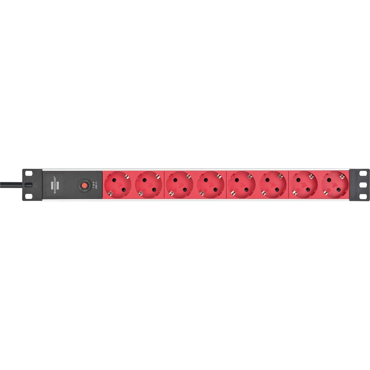 Alu-Line 8-way 19" Outlet for junction boxes PG Plug 2.00 m Black/Red C14