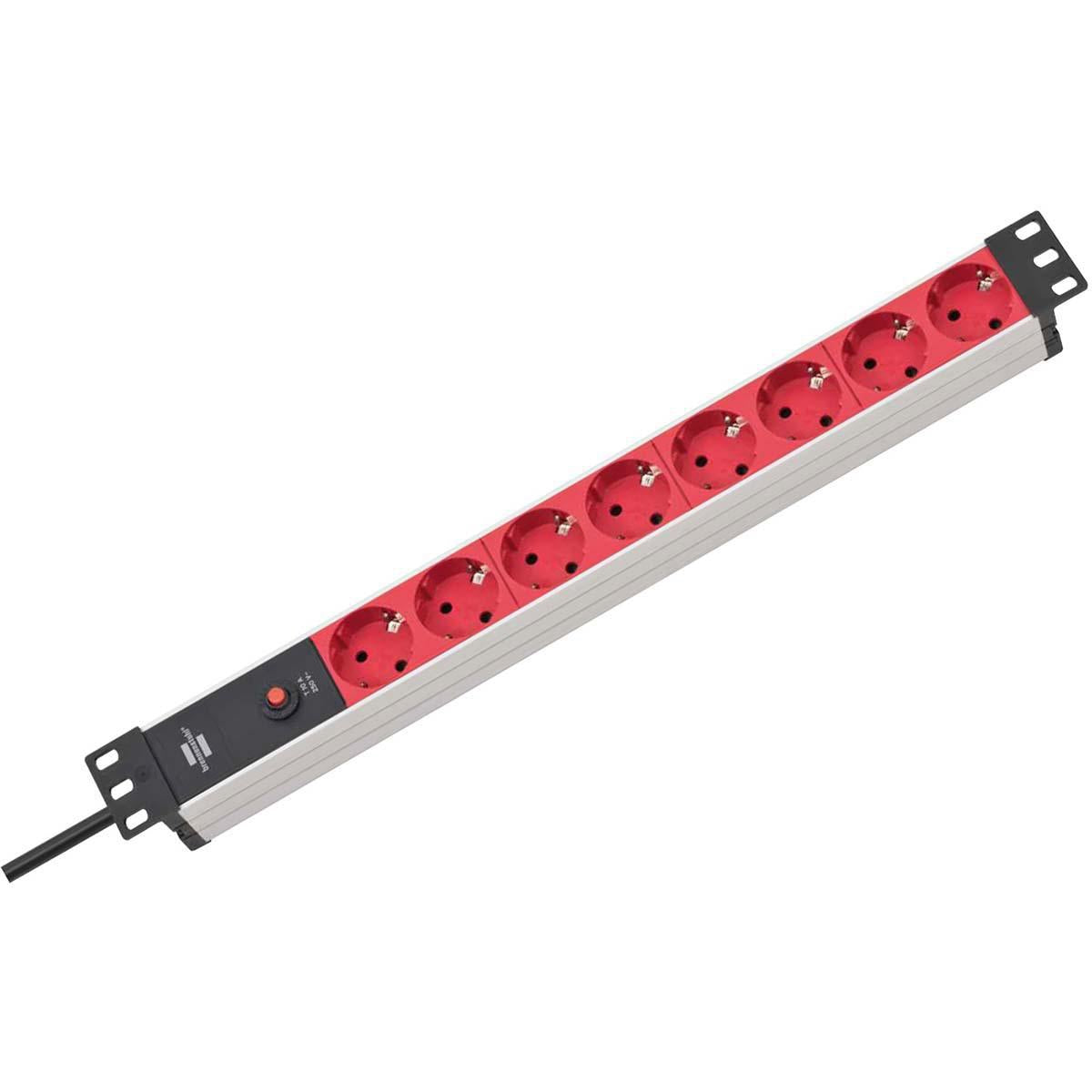 Alu-Line 8-way 19" Outlet for junction boxes PG Plug 2.00 m Black/Red C14