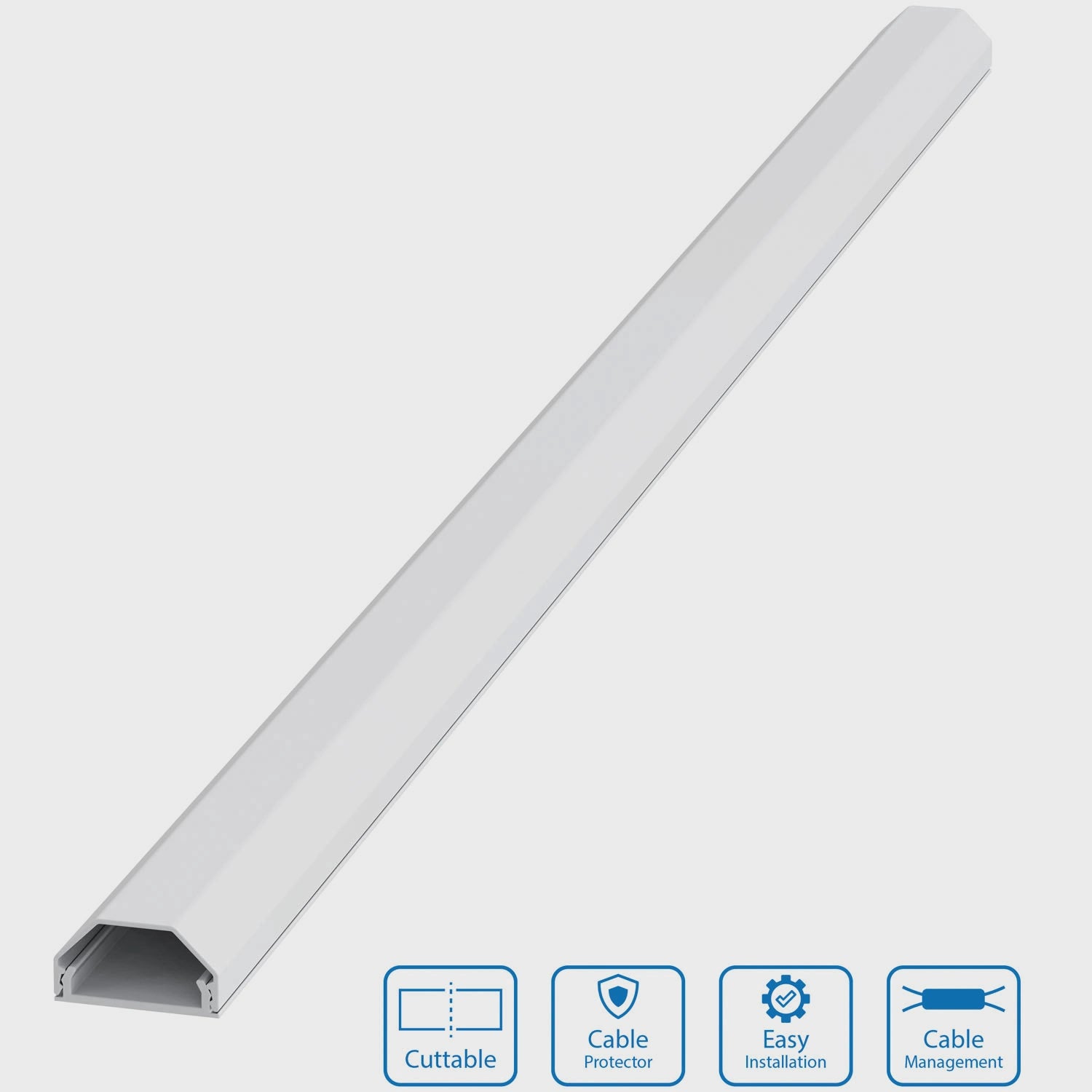 Aluminum Cable Channel, 75cm, Wall Mount, White