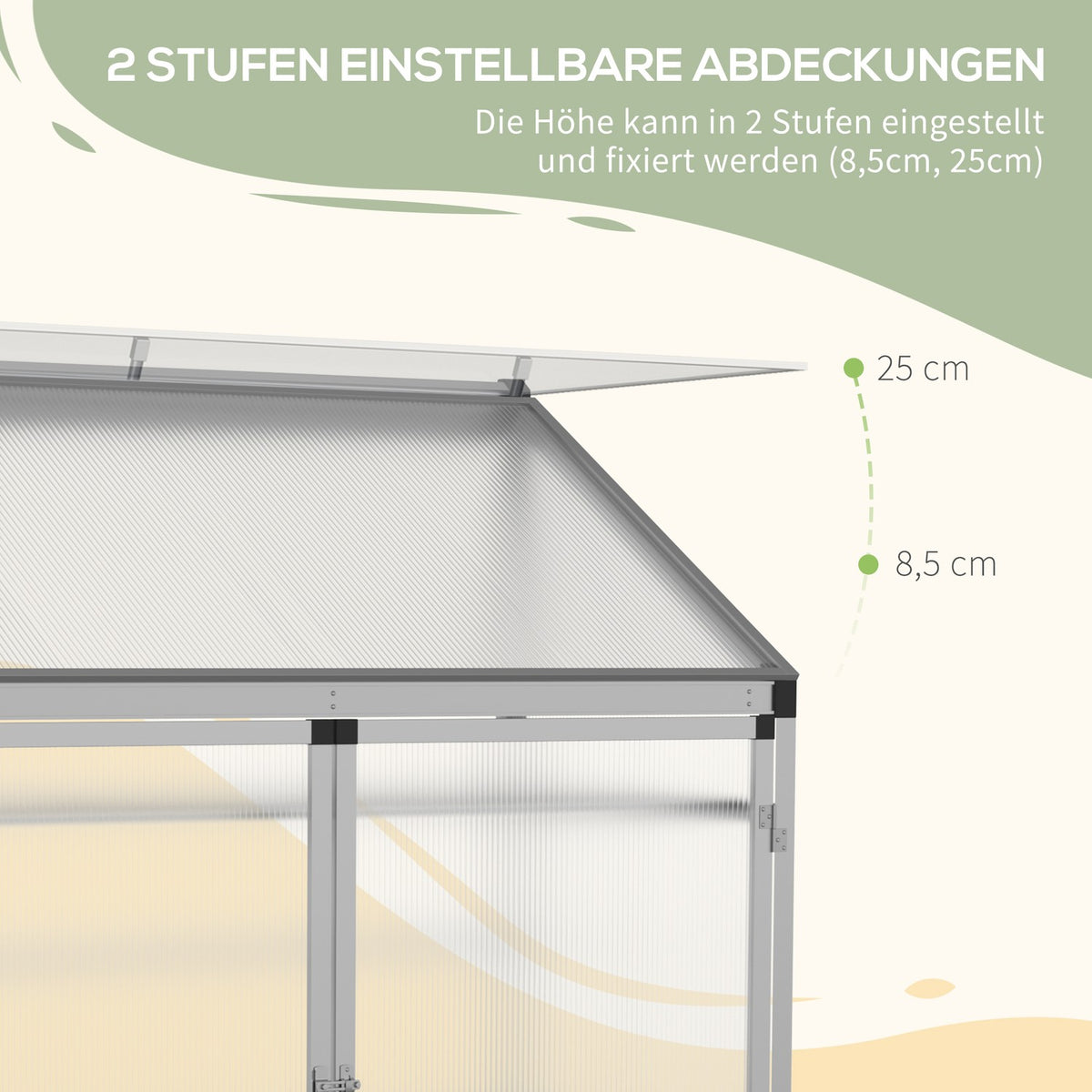Aluminum Greenhouse With Foundation Frame, 3 Levels Cold Frame, 131X58X139.5Cm, Greenhouse Plant House