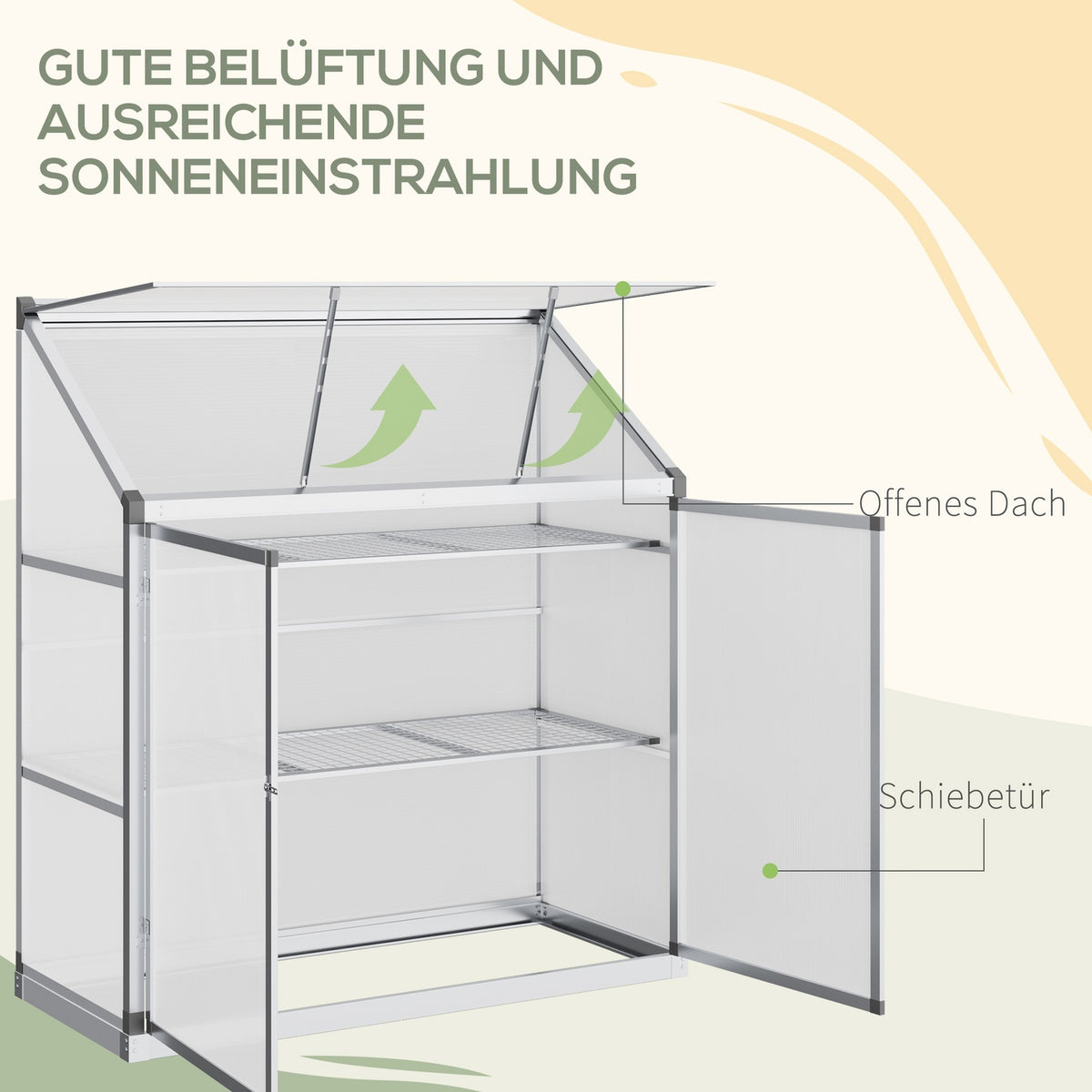 Aluminum Greenhouse With Foundation Frame, 3 Levels Cold Frame, 131X58X139.5Cm, Greenhouse Plant House