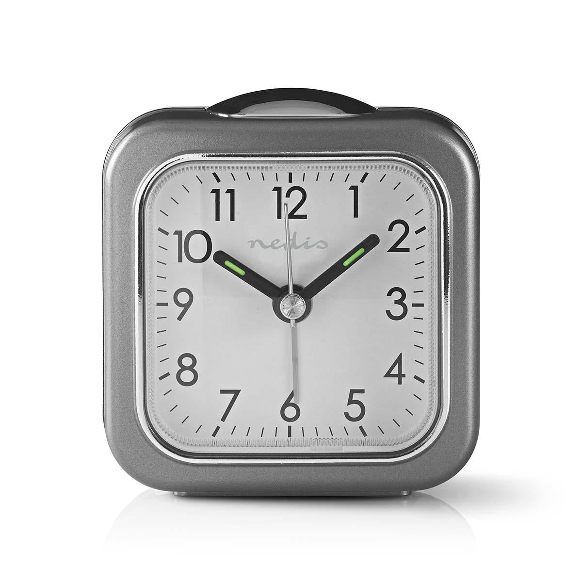 Analog Desk Alarm Clock | Snooze function | Backlighting | Grey/White