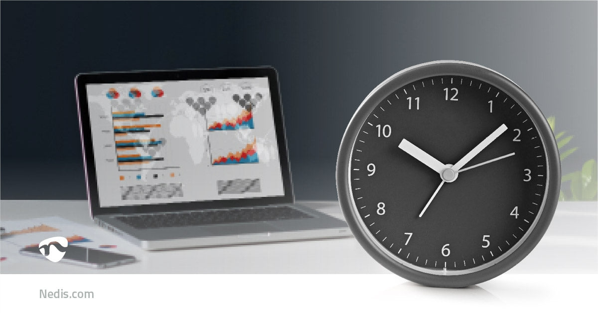 Analog Desk Alarm Clock | Snooze function | Gray