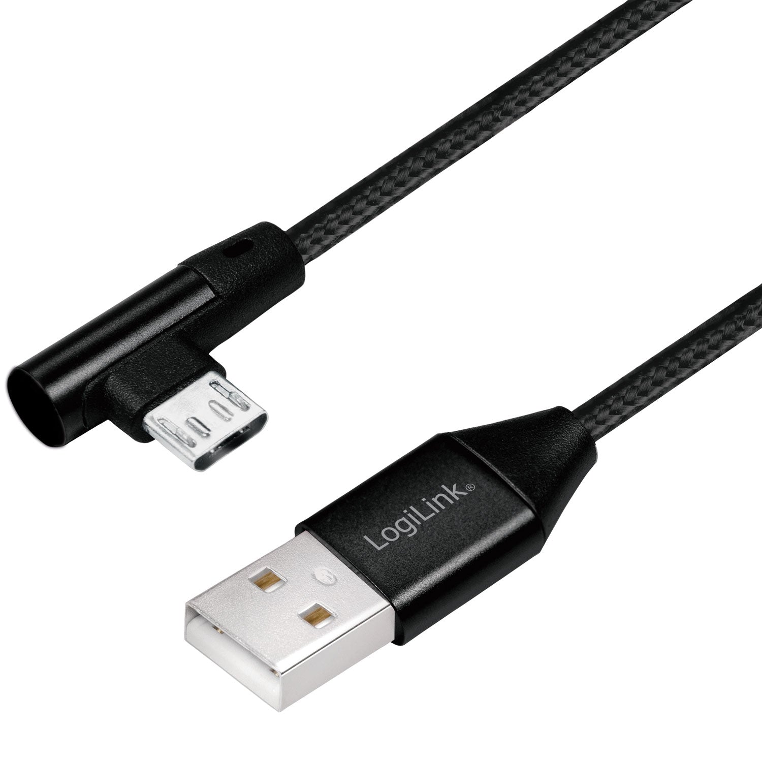 Angled MicroUSB cable USB 2.0 15W 1m