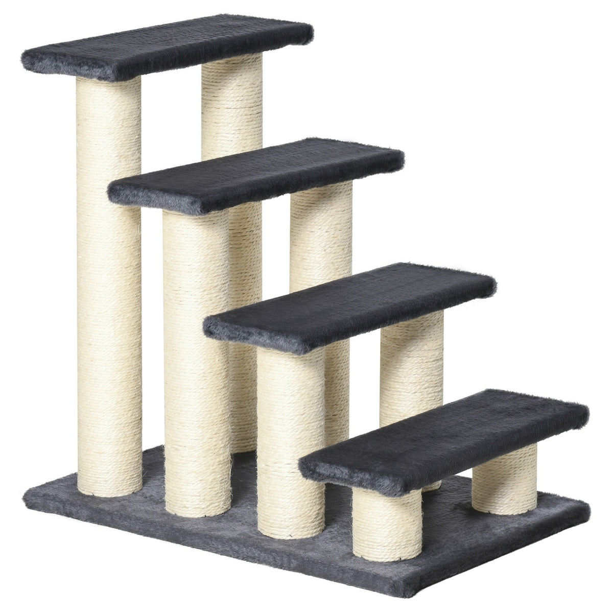 Animal Stairs 4-Step Dog Stairs & Kitten Stairs, Soft Plush, Gray, 60X40.5X59Cm