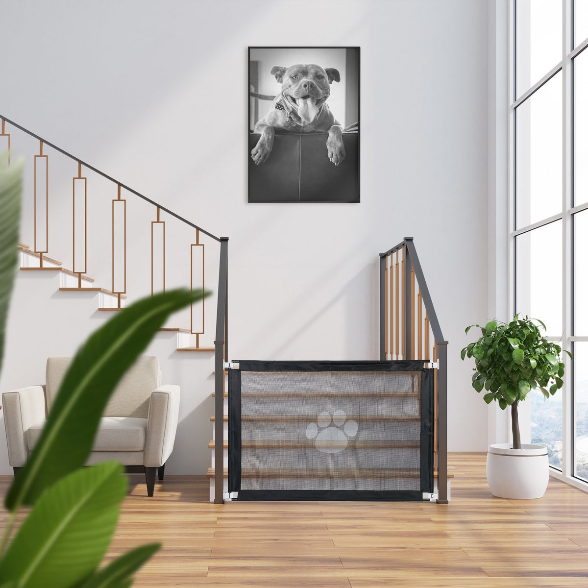 Animal protection gate for door and stairs