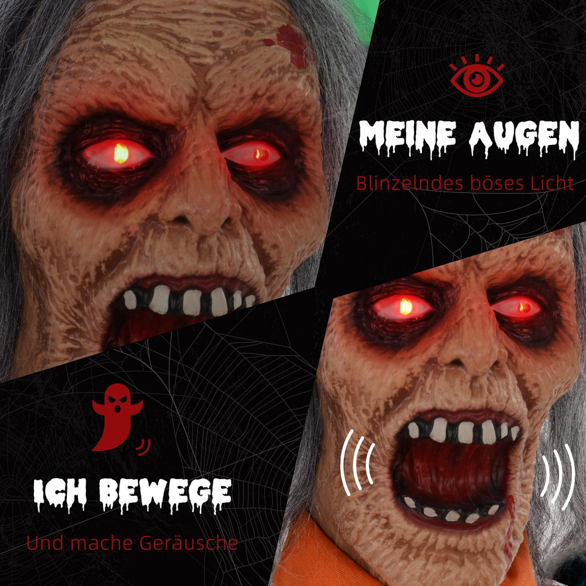 Animated Halloween Decoration with Sound and Light Effects