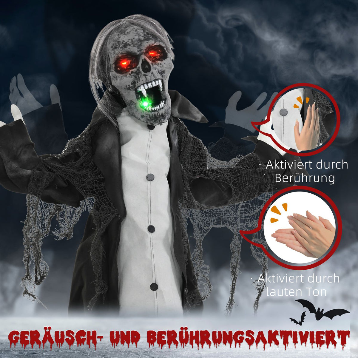 Animated Halloween Zombie Skeleton with Moving Arms