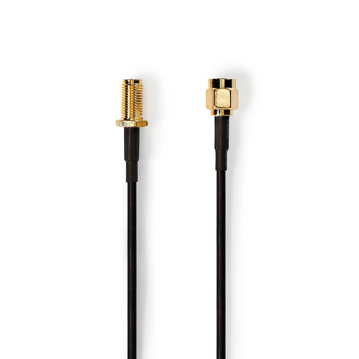 Antenna cable | RP SMA Male | RP SMA Female | Gold Plated | 50 Ohm | Single shell protection | 1.00 m | Round | PVC | Black | Label