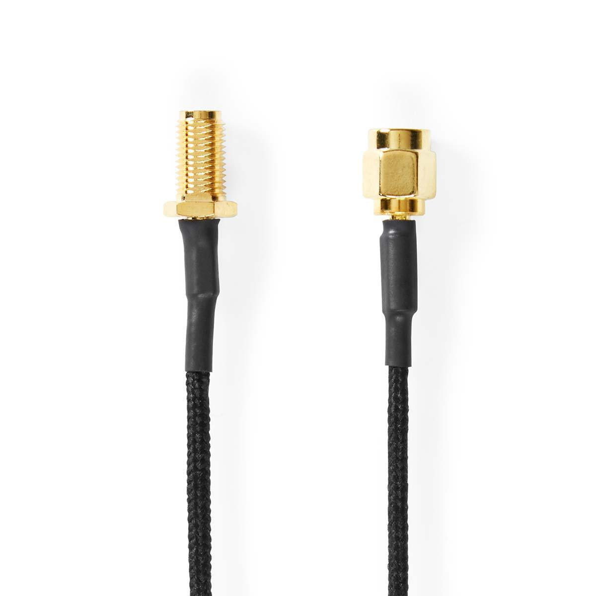Antenna cable | SMA Female | SMA Male | Gold Plated | 50 Ohm | Single shell protection | 0.50 m | Round | Braided | Black | Plastic bag