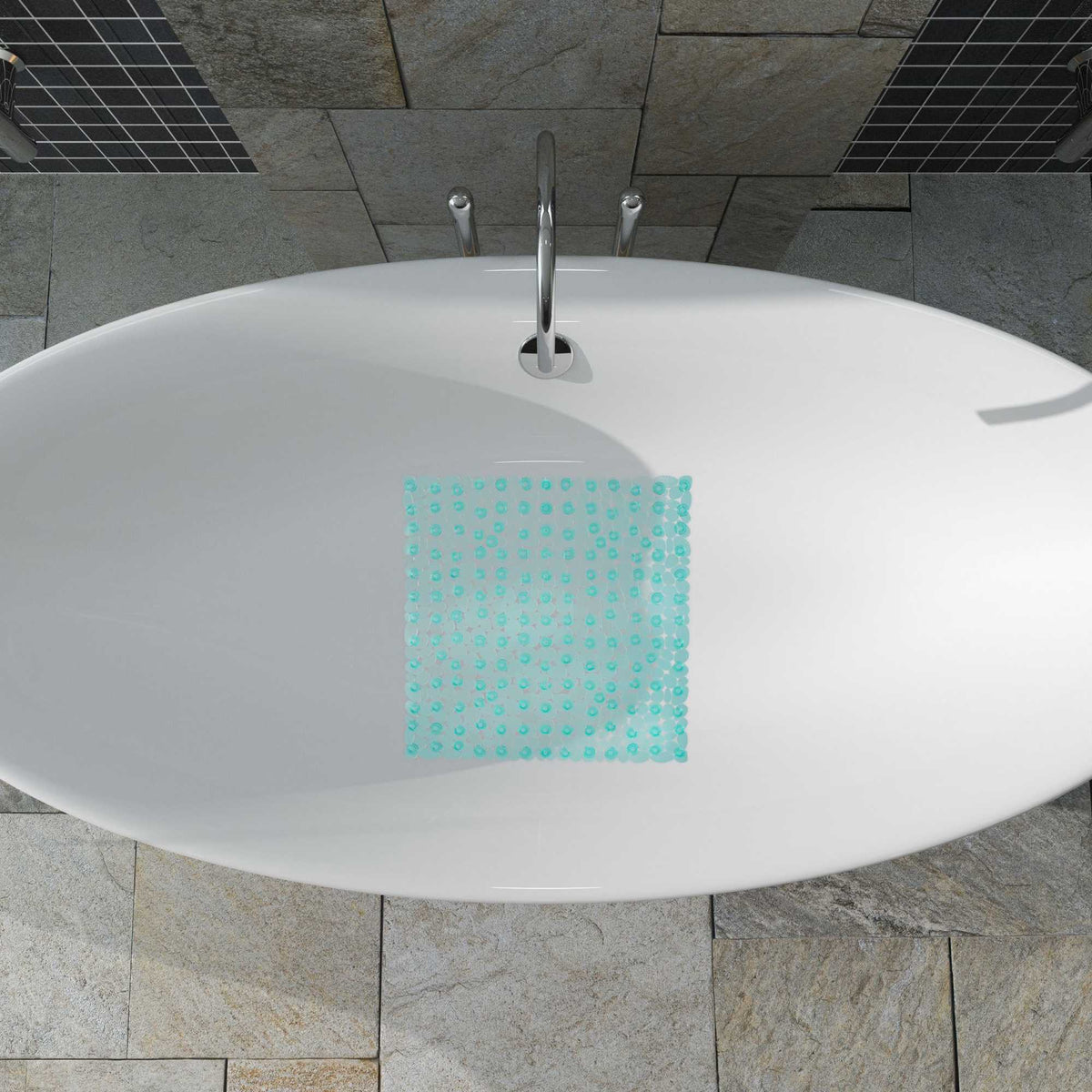 Anti-Slip Square Bathtub Mat with Suction Cups