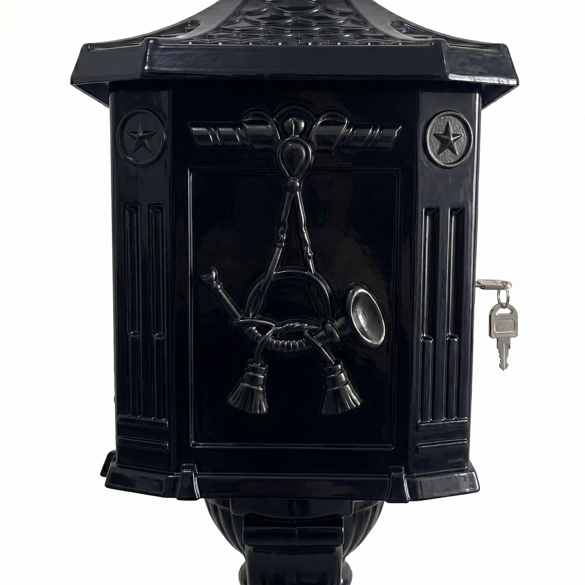 Antique Black Aluminium Freestanding Column Letterbox